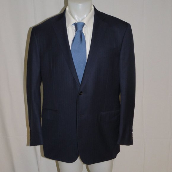Ermenegildo Zegna 15milmil15 Blue Striped Recent Two Button Suit Jacket 48R - Picture 2 of 10